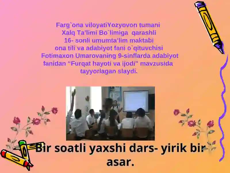 "Furqat hayoti va ijodi"