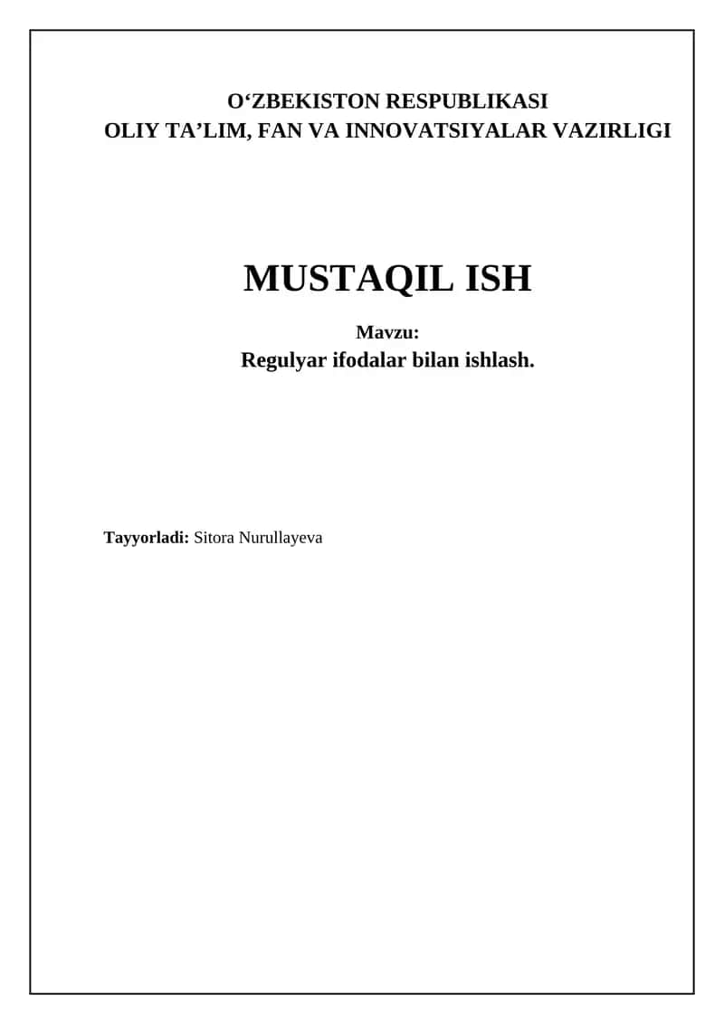 Regular ifodalar bilan ishlash 1