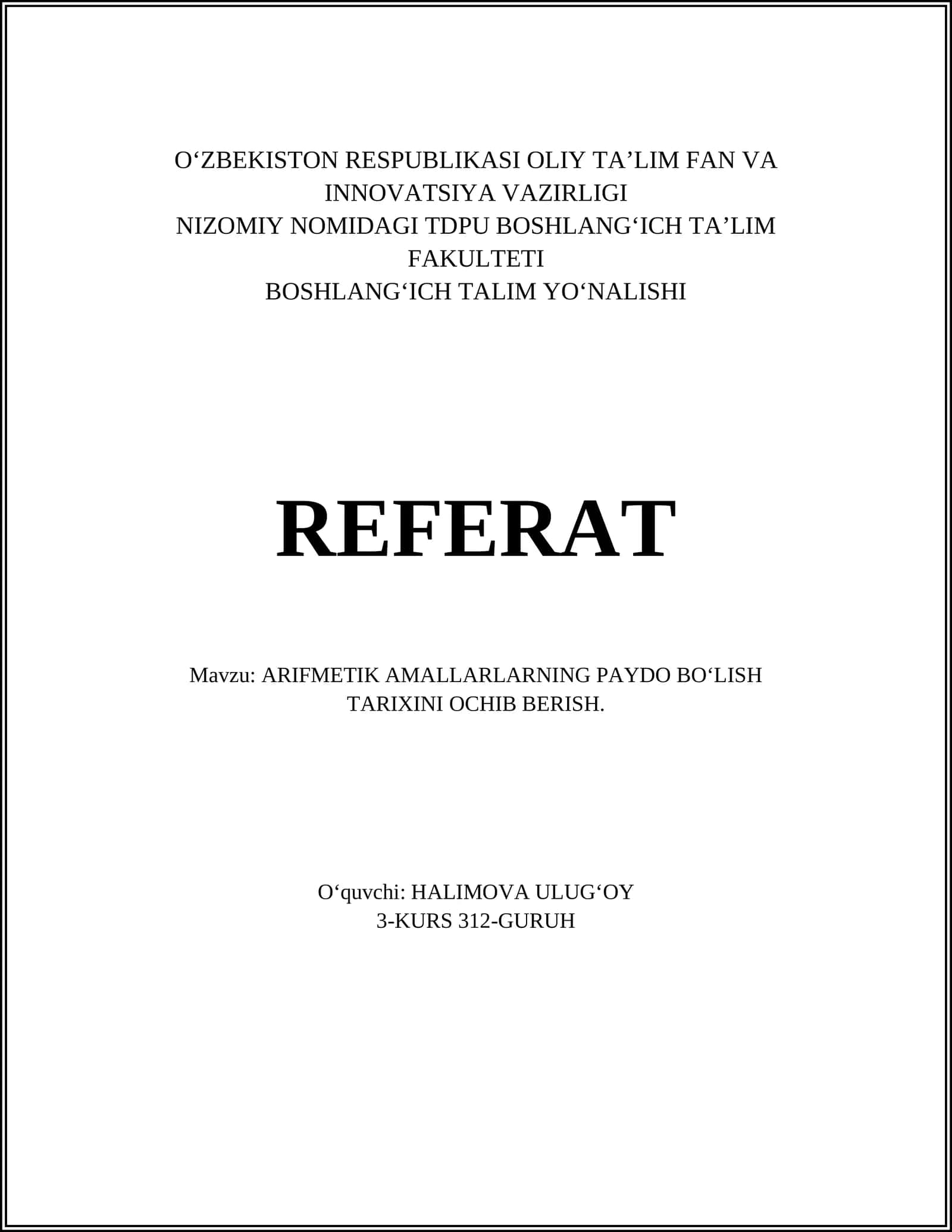 ARIFMETIK AMALLARLARNING PAYDO BOʻLISH TARIXINI OCHIB BERISH 1