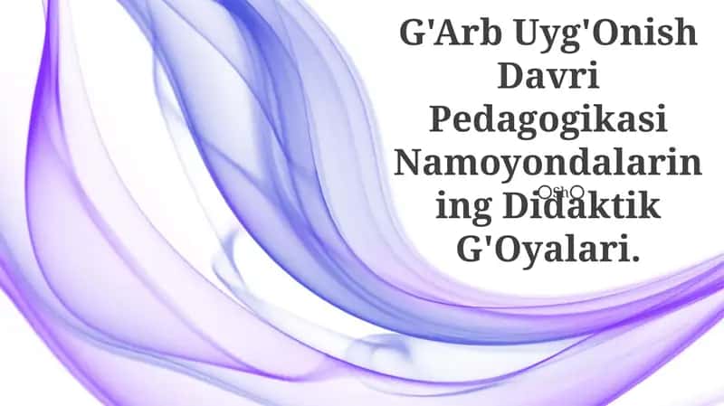 G'Arb Uyg'Onish Davri Pedagogikasi Namoyondalarining Didaktik G'Oyalari 1
