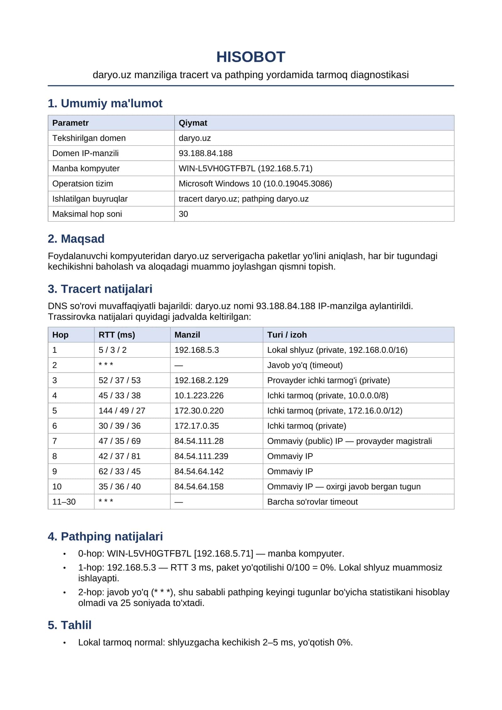 Tracert va Pathping Yordamida Tarmoq Diagnostikasi 1