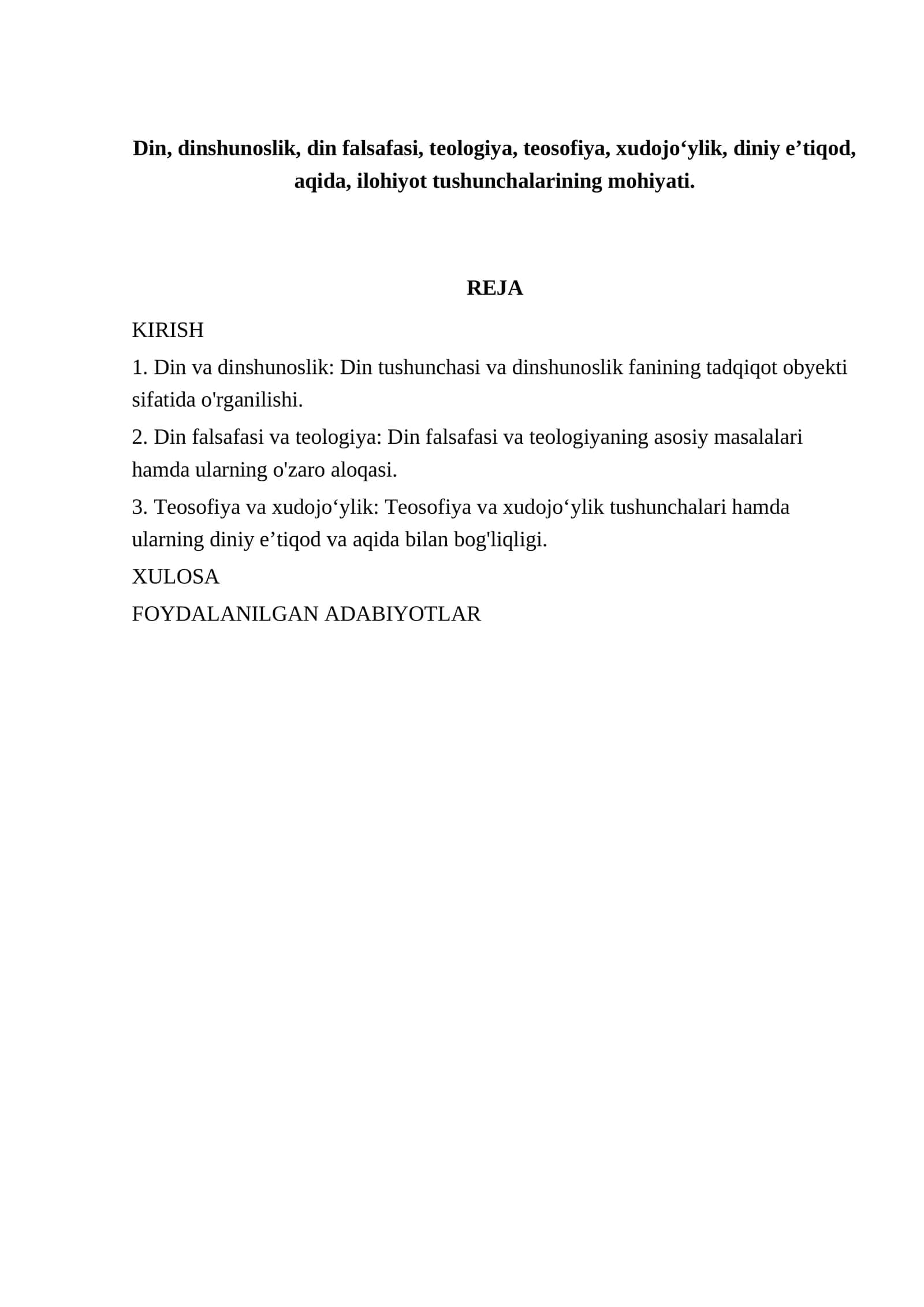 Din va dinshunoslik 1