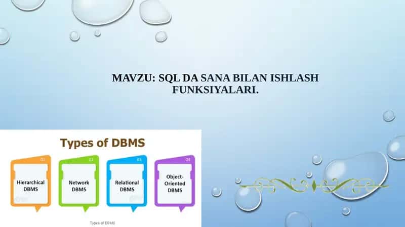 SQL da Sanabilanishlash funksiyalari 1