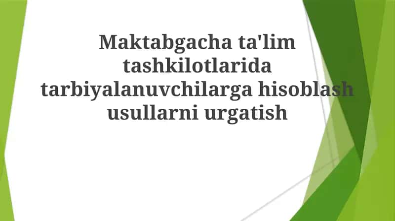 Maktabgacha ta'limda hisob o'rgatish 1