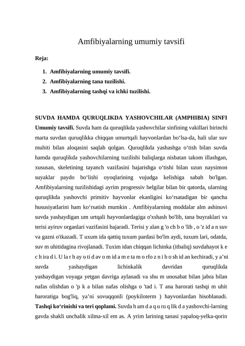 Amfibiyalarning umumiy tavsifi 1
