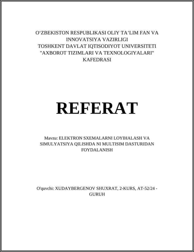 Multisim Dasturi 1