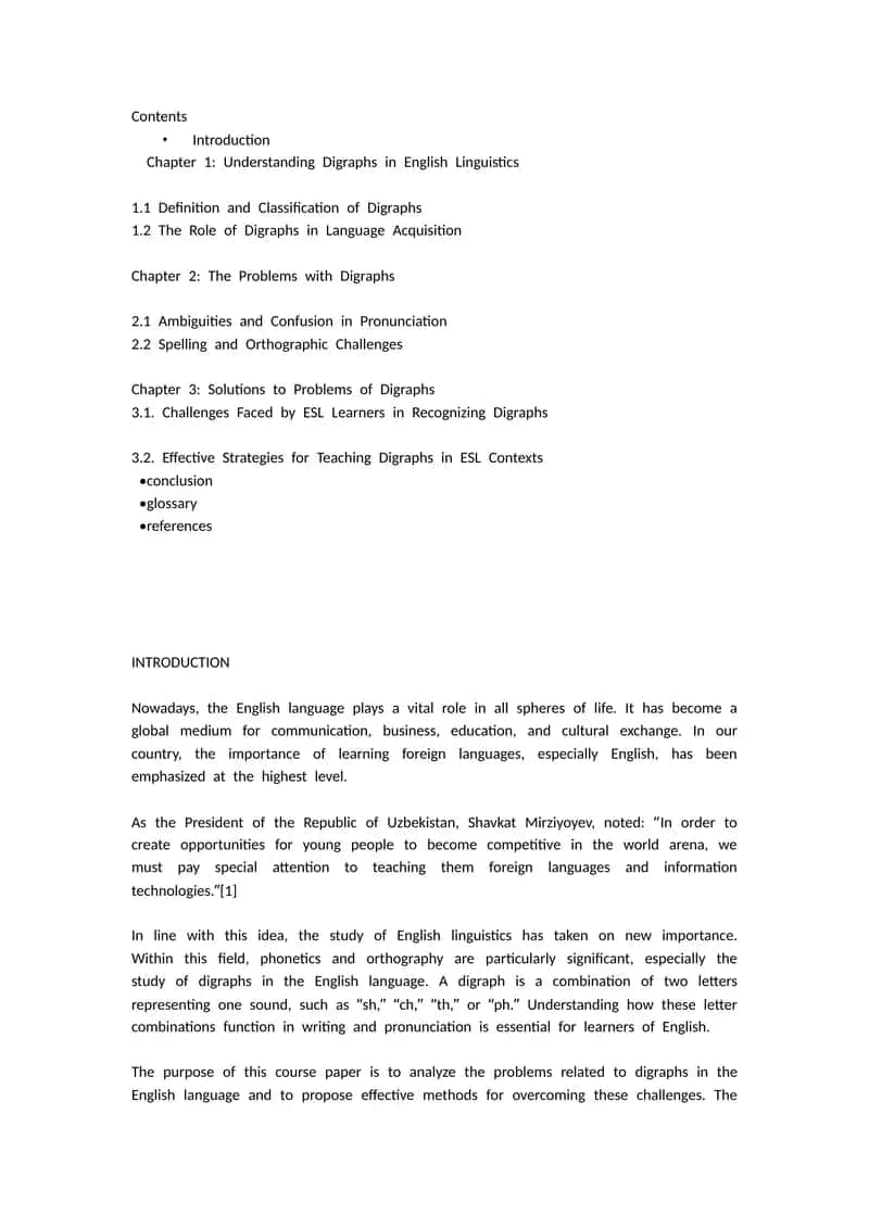 Study of Digraphs in English Linguistics 1