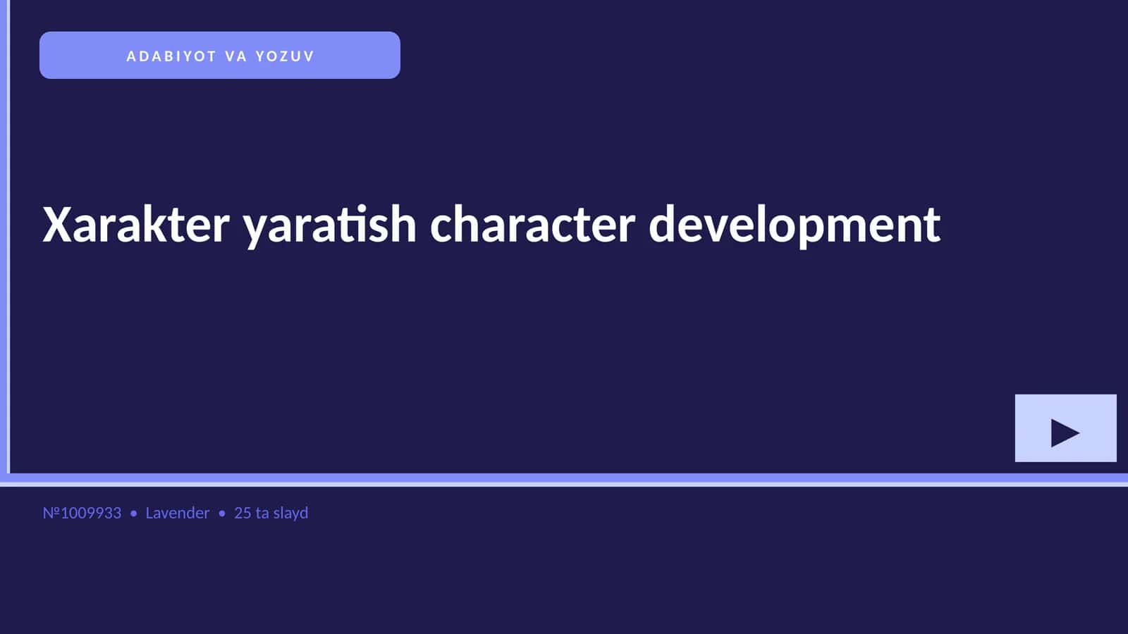 Xarakter yaratish character development 1