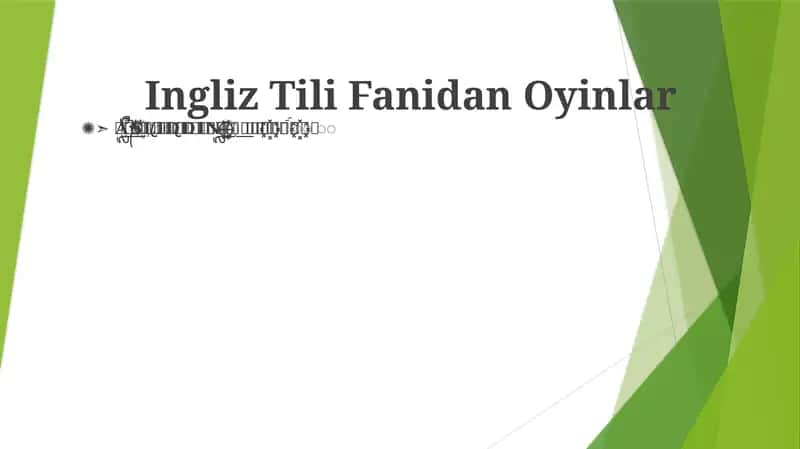 Ingliz Tili Fanidan Oyinlar 1