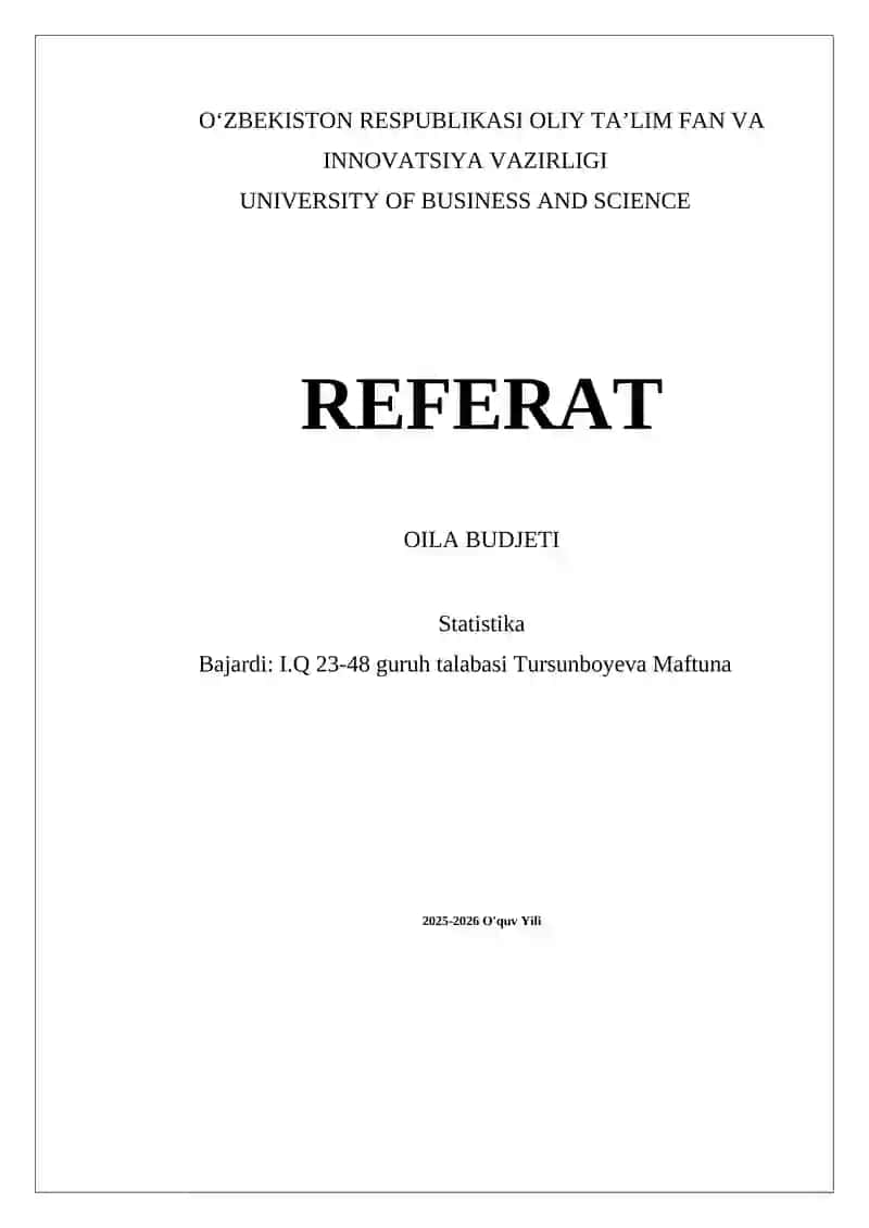 Oila Budjeti 1