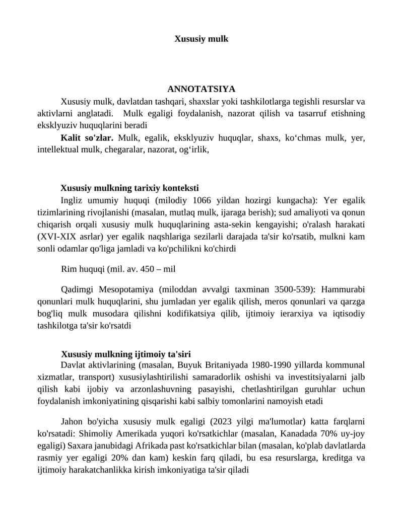 Xususiy mulk 1