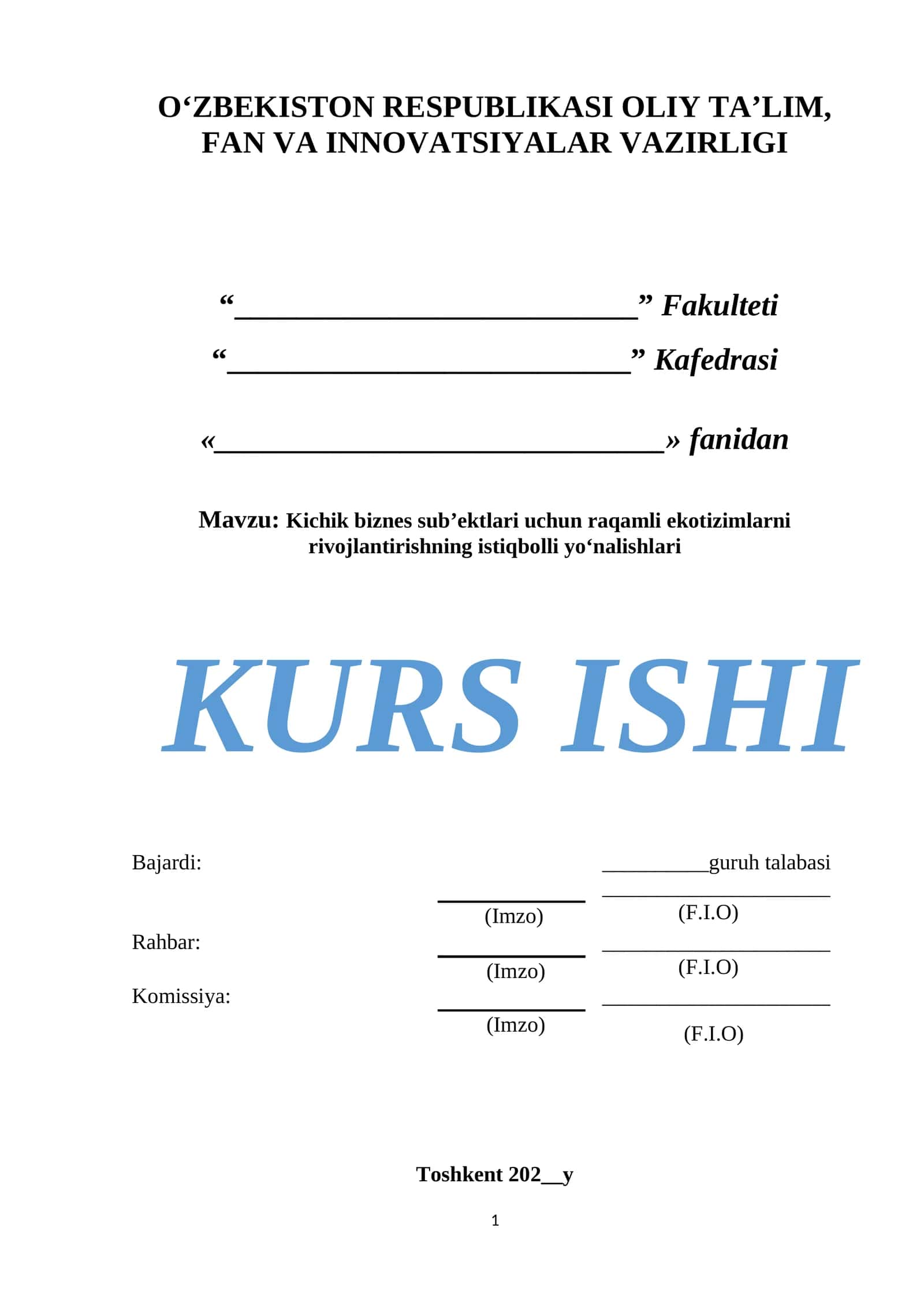 Kichik biznes sub’ektlari uchun raqamli ekotizimlarni rivojlantirishning istiqbolli yo‘nalishlari 1