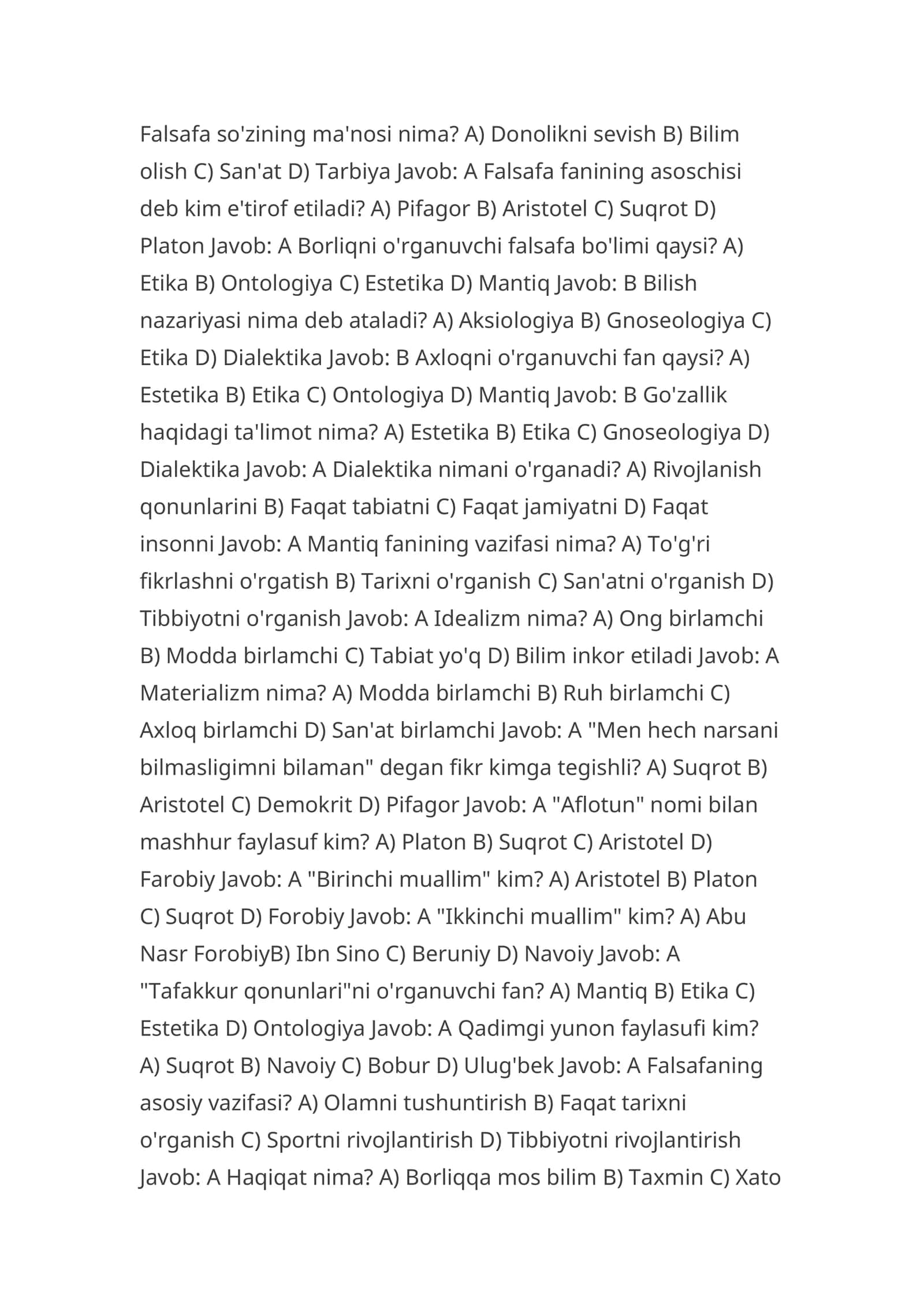 Falsafa fanining asoschisi 1
