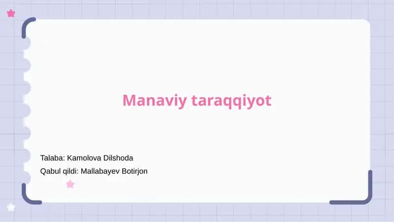 Manaviy taraqqiyot 1