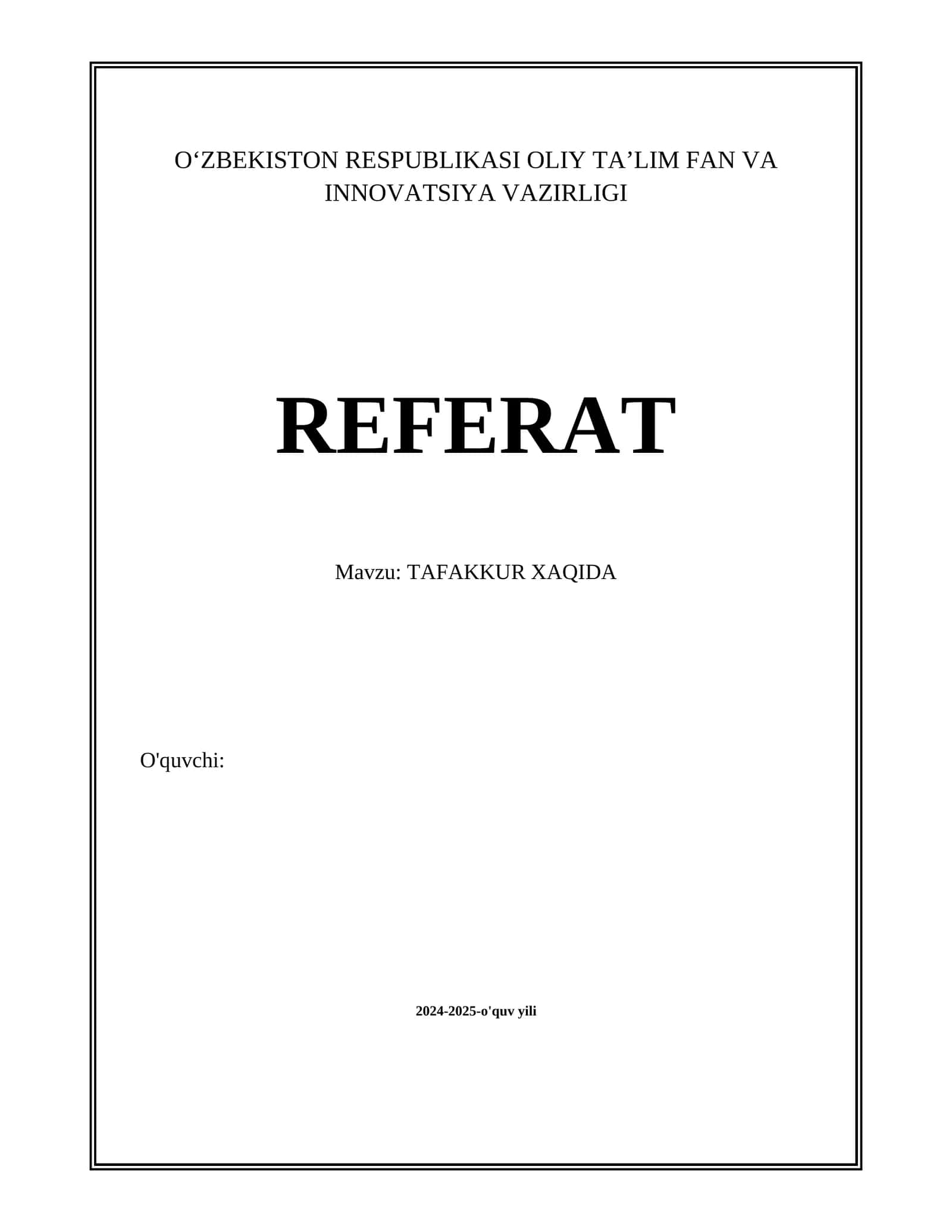 TAFAKKUR XAQIDA 1