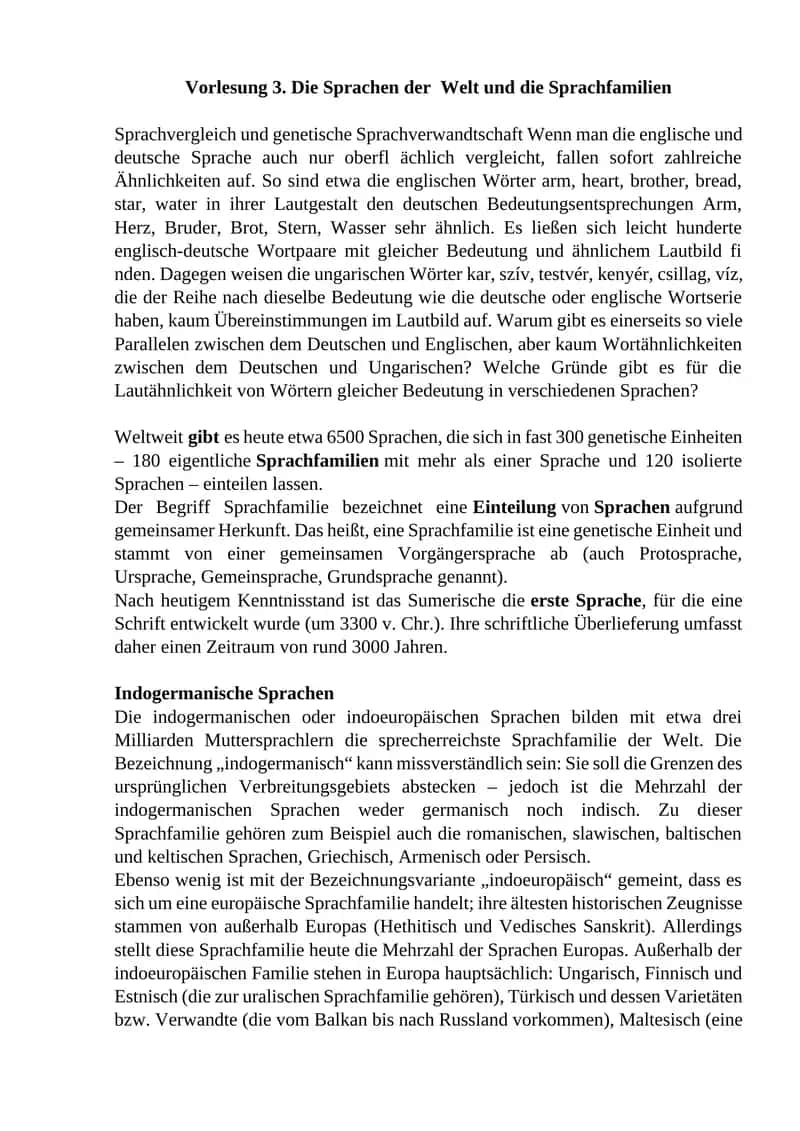 Die Sprachen der Welt und die Sprachfamilien 1
