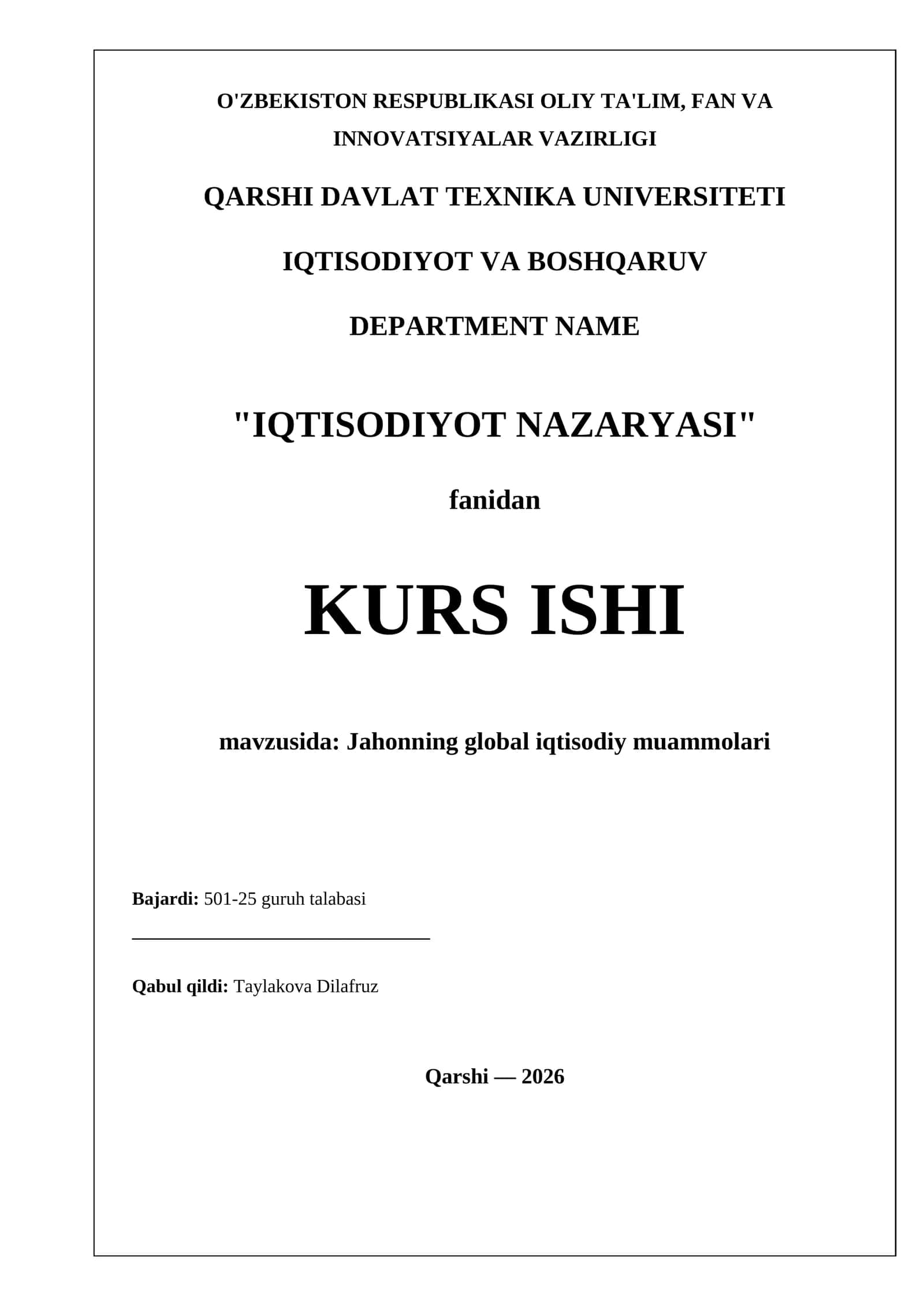 Jahonning global iqtisodiy muammolari 1