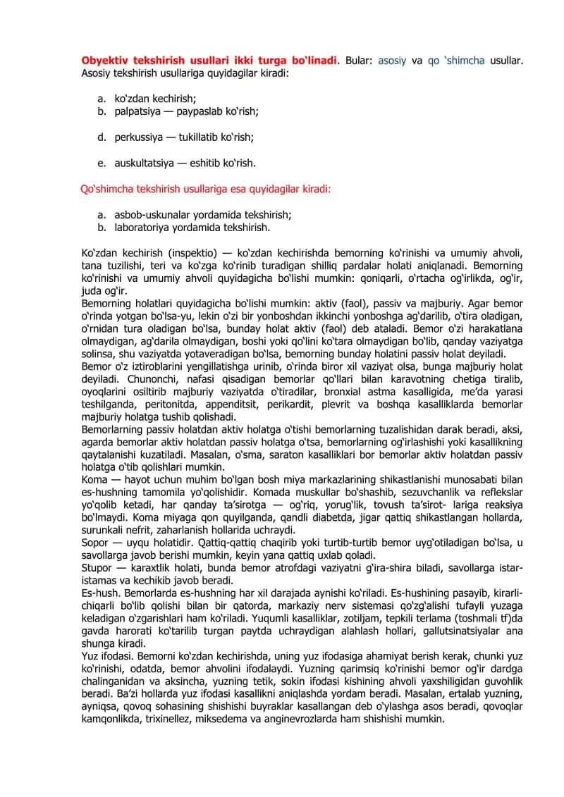 Obyektiv tekshirish usullari 1