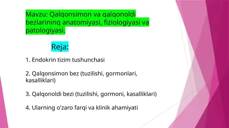 Qalqonsimon va qalqonoldi bezlarining anatomiyasi, fiziologiyasi va patologiyasi. 1
