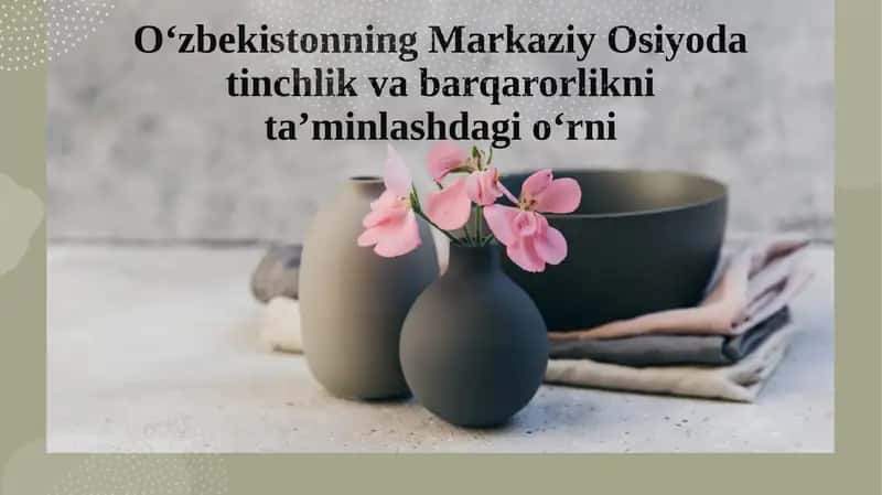 O'zbekistonning Markaziy Osiyoda tinchlik va barqarorlikni ta'minlashdagi o'rni 1