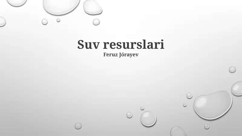 SUV resurslaridan foydalanish samaradorligi 1