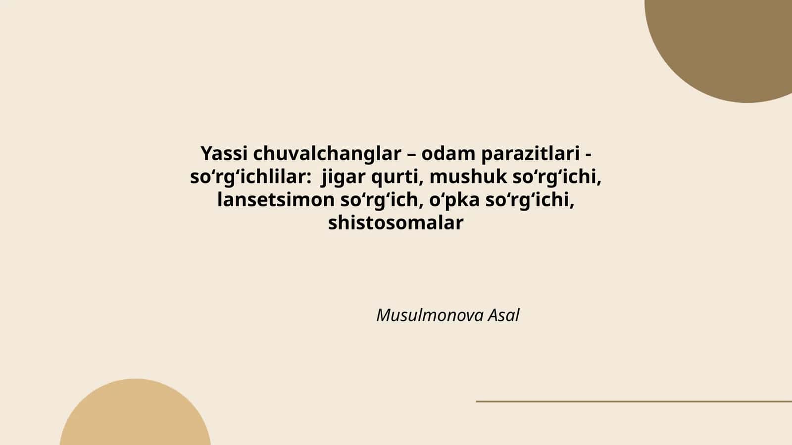 Yassi chuvalchanglar - odam parazitlari 1