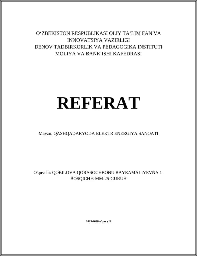QASHQADARYODA ELEKTR ENERGIYA SANOATI 1