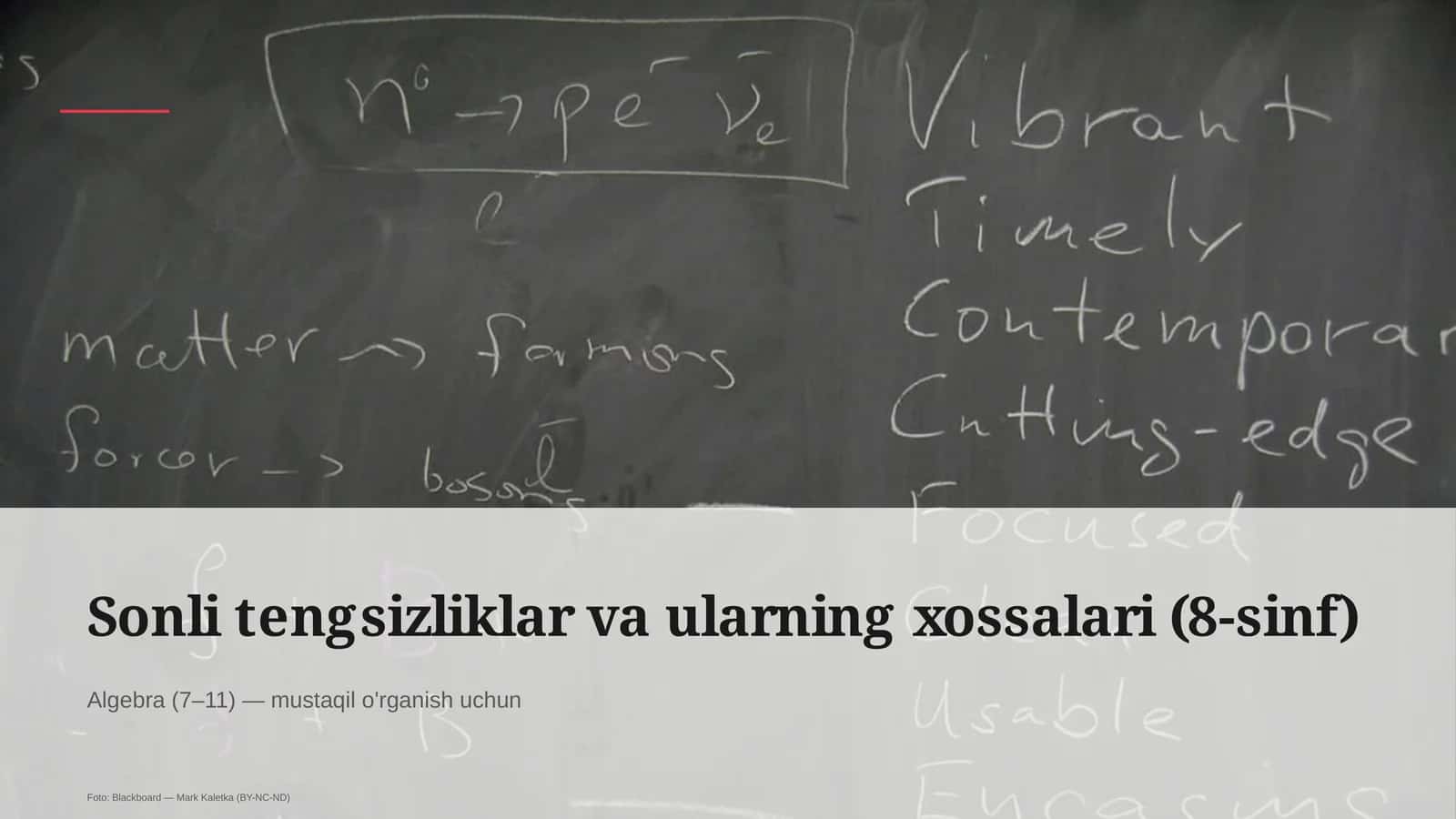 Sonli tengsizliklar va ularning xossalari (8-sinf) 1