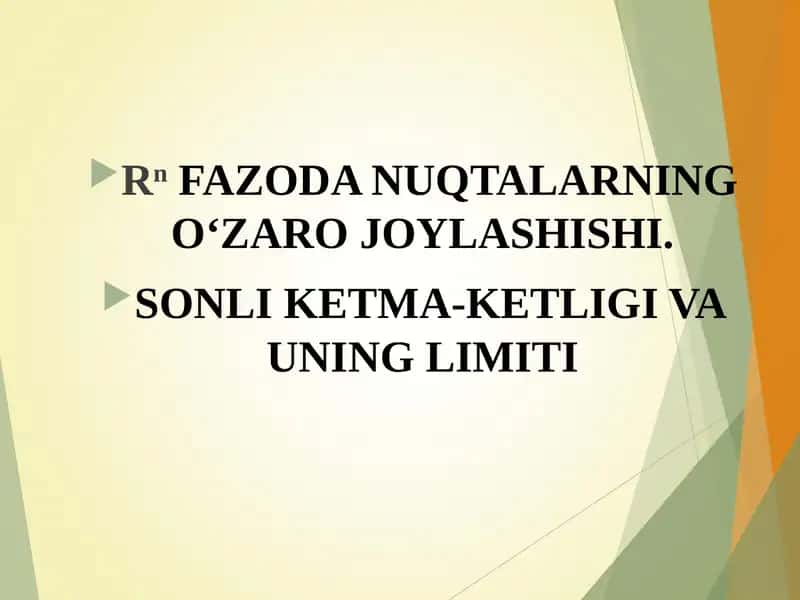Rn FAZODA NUQTALARNING О‘ZARO JOYLASHISHI. 1