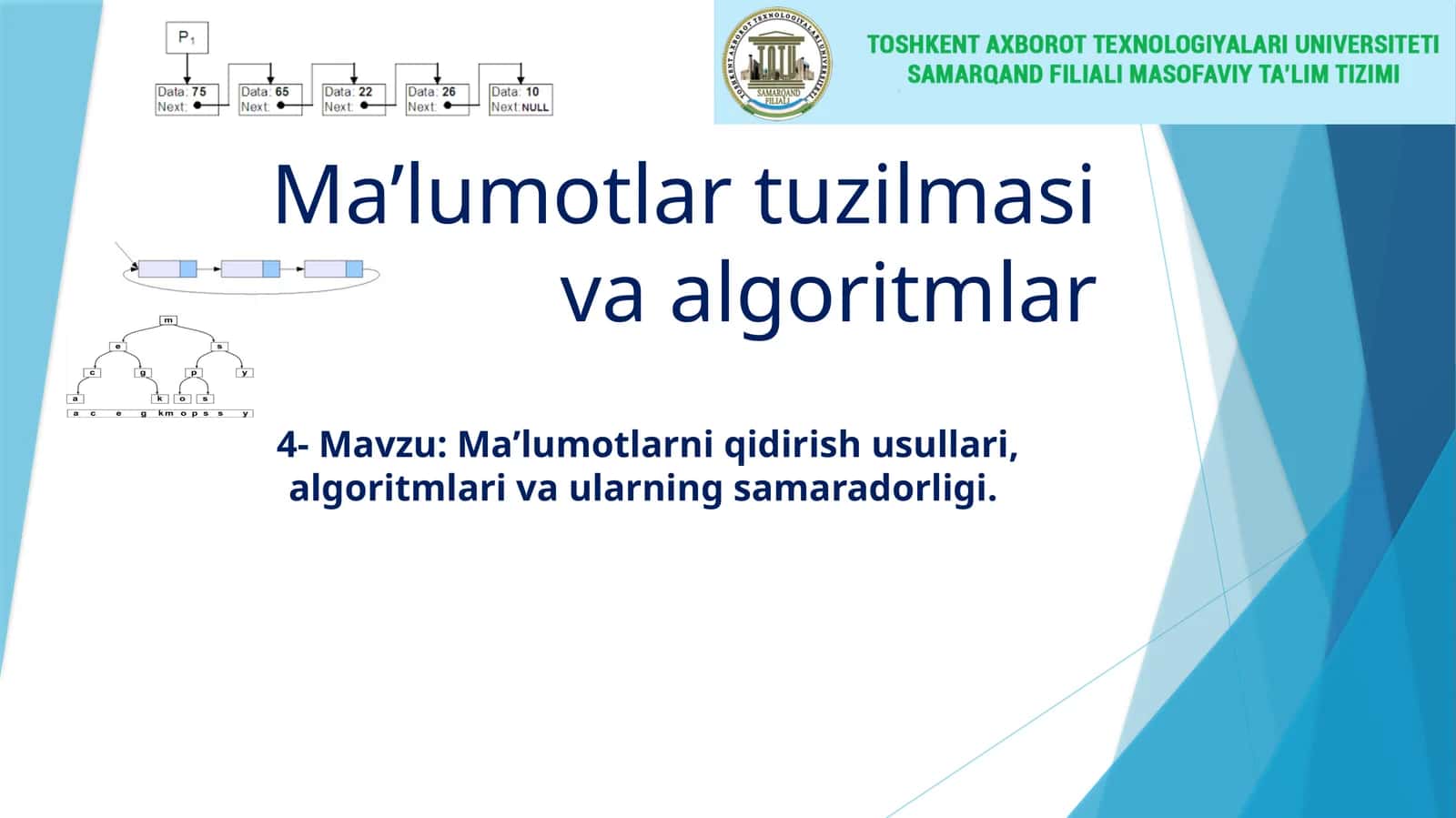 Ma’lumotlar tuzilmasi va algoritmlar 1