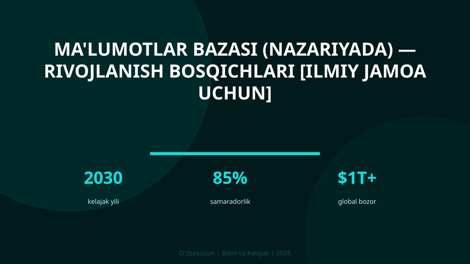Ma'lumotlar bazasi (nazariyada) — rivojlanish bosqichlari [ilmiy jamoa uchun] 1