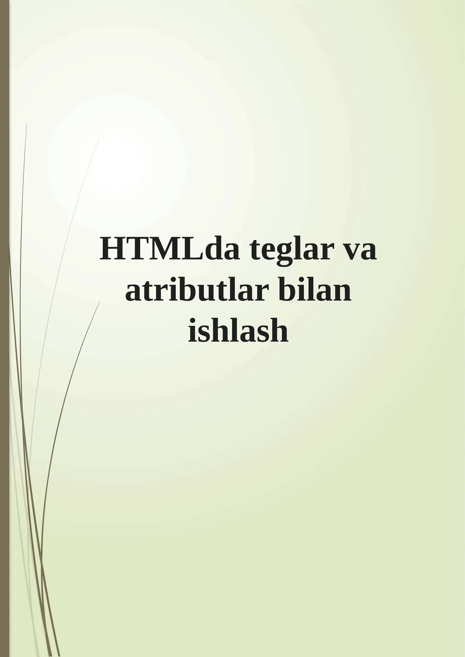 HTML teglar va atributlar bilan ishlash 1