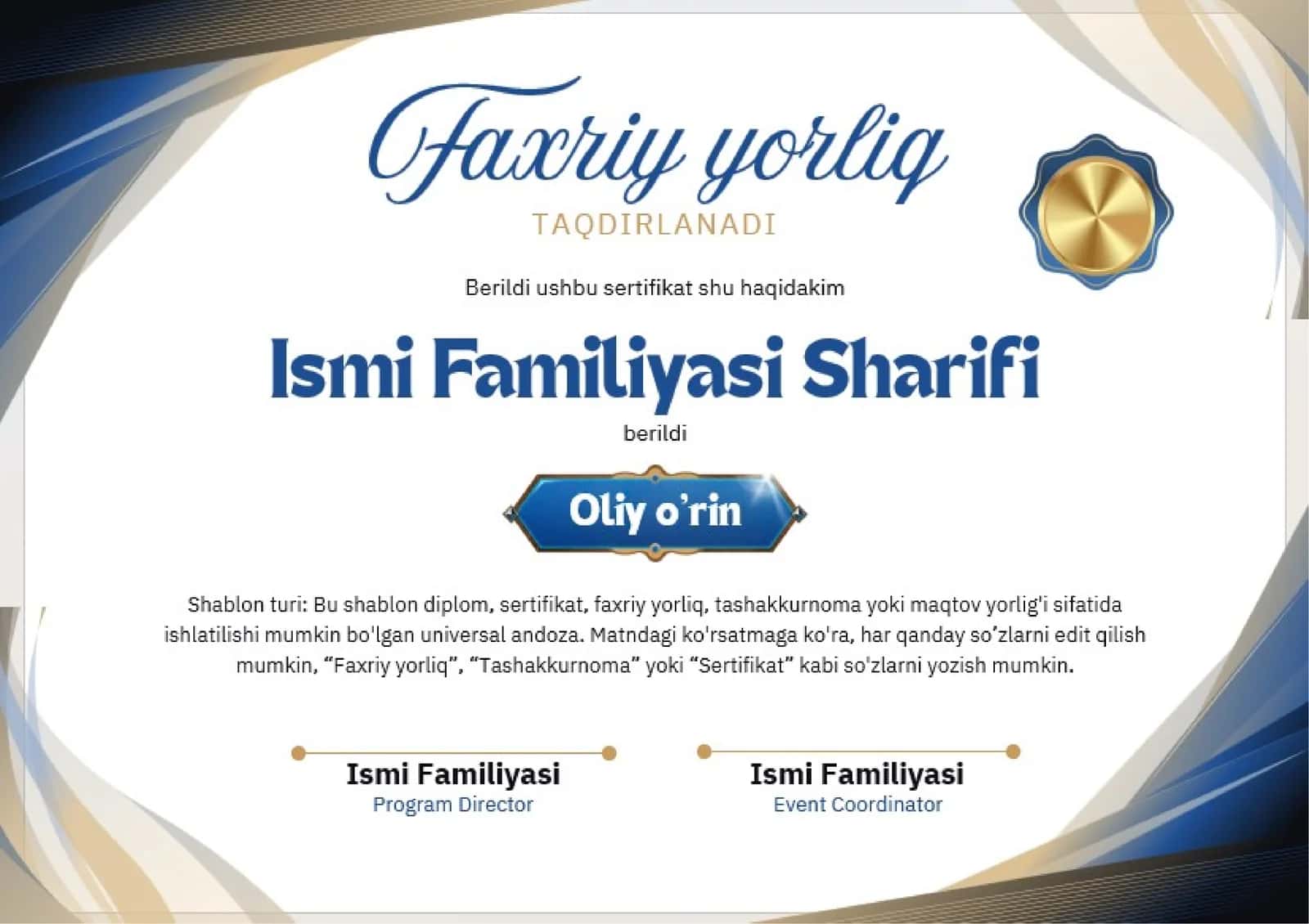 Faxriy yorliq 1