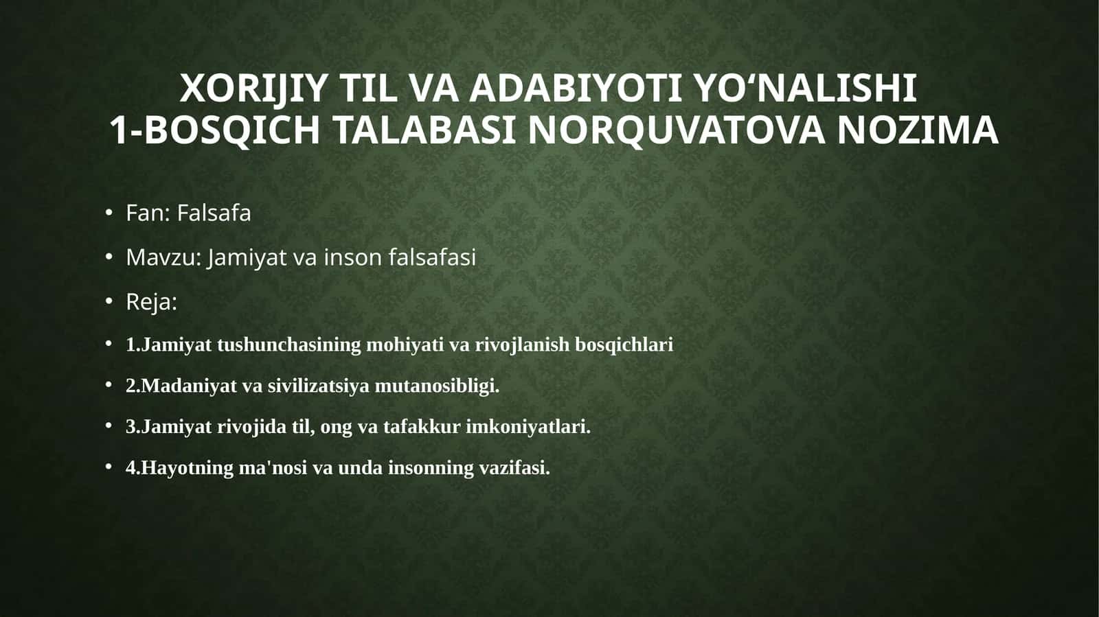 Jamiyat va inson falsafasi 1