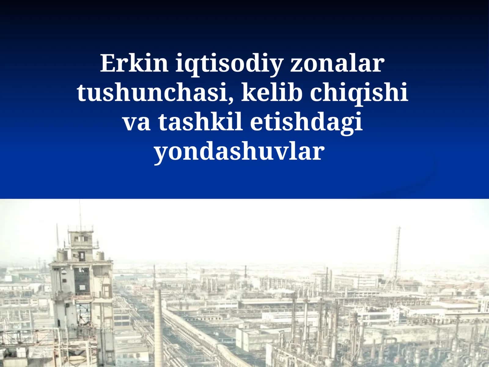 Erkin iqtisodiy zonalartushunchasi,kelibchiqishivatashkiletishdagiyondashuvlar 1