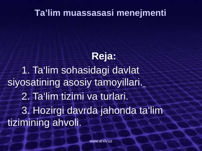 Tа’lim muаssаsаsi mеnеjmеnti 1