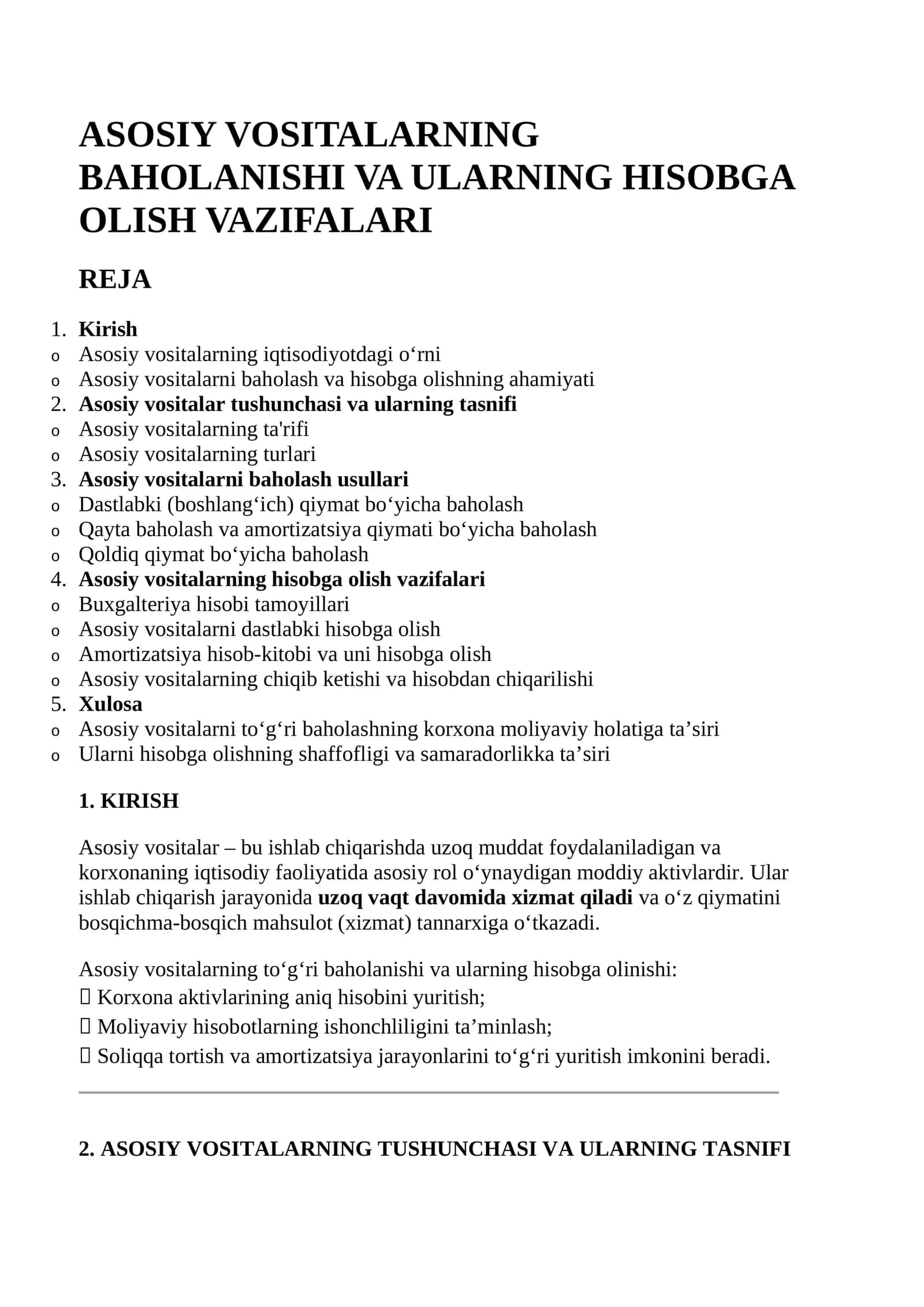 ASOSIY VOSITALARNING BAHOLANISHI VA ULARNING HISOBGA OLISH VAZIFALARI 1