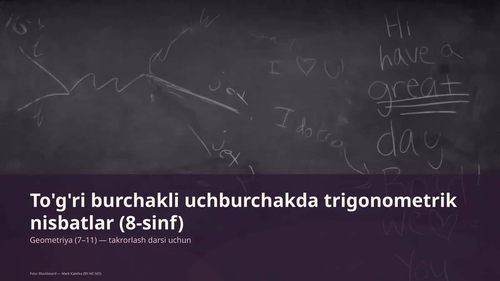 To'g'ri burchakli uchburchakda trigonometrik nisbatlar (8-sinf) 1