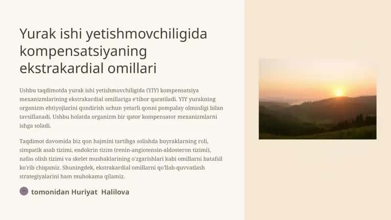 Yurak ishi yetishmovchiligida kompensatsiyaning ekstrakardial omillari 1