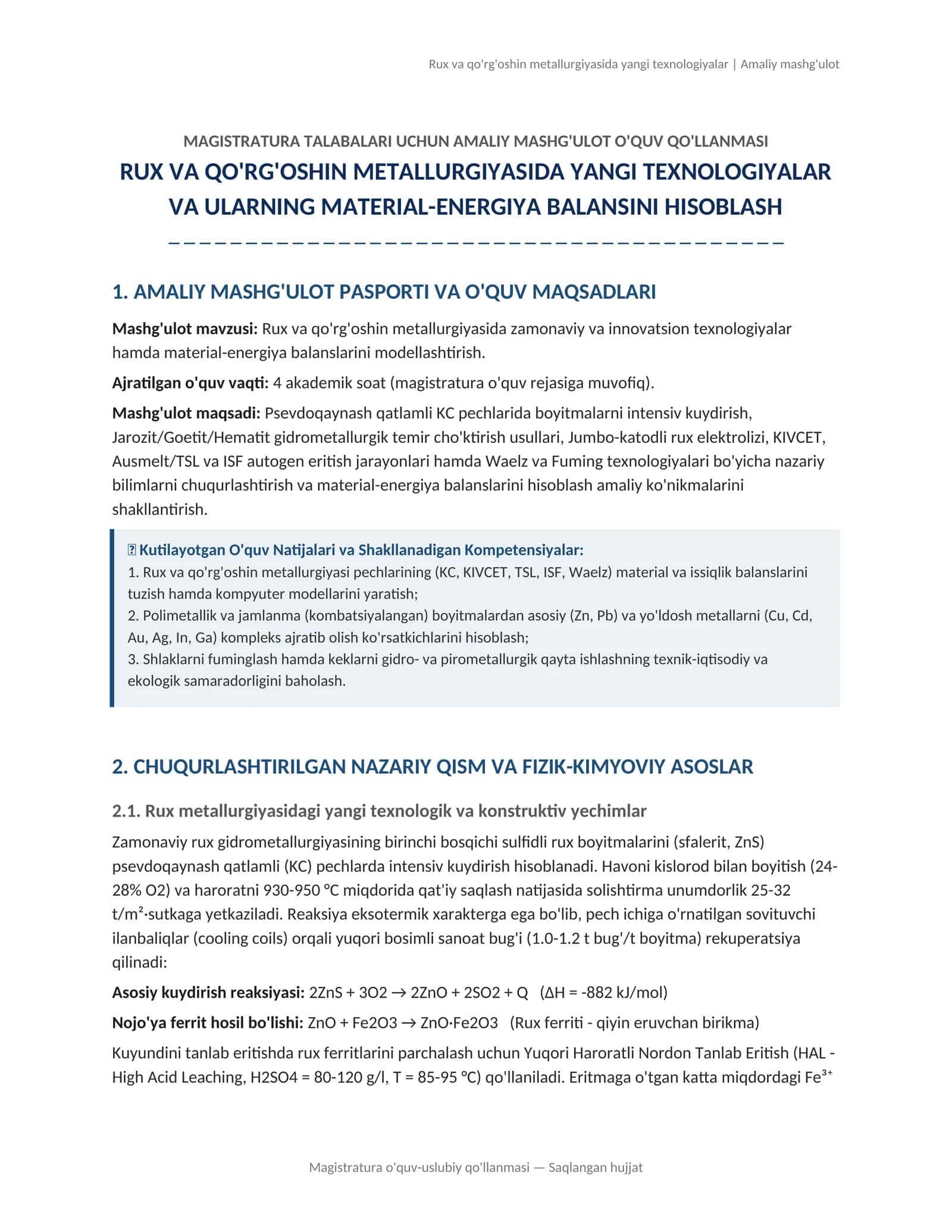 MAGISTRATURA TALABALARI UCHUN AMALIY MASHG'ULOT O'QUV QO'LLANMASI 1