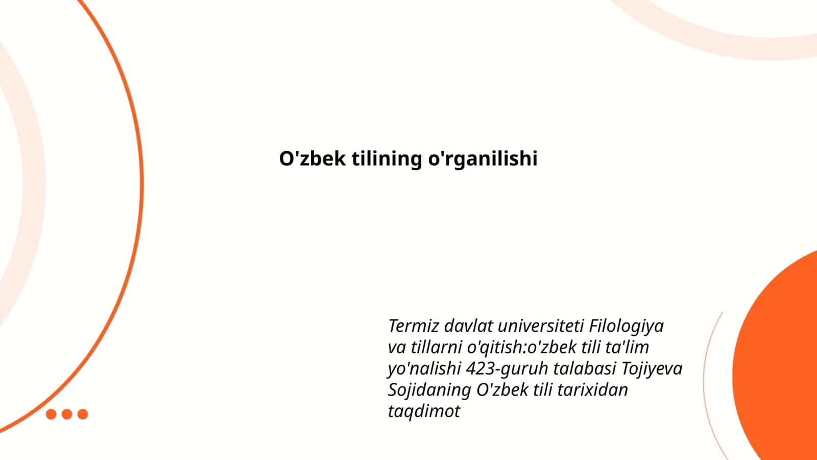 O'zbek tilining o'rganilishi 1