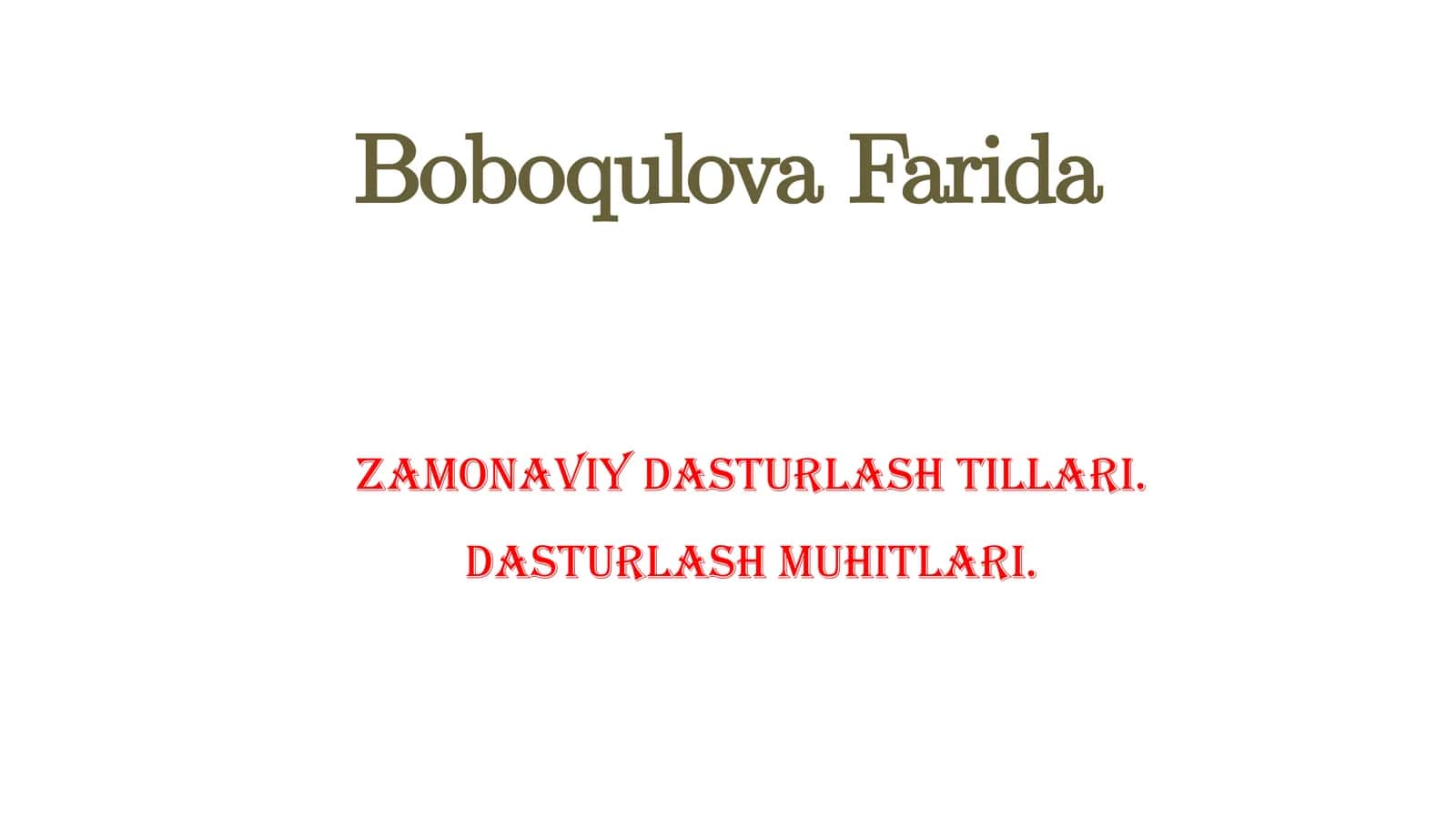 Zamonaviy dasturlash tillari 1