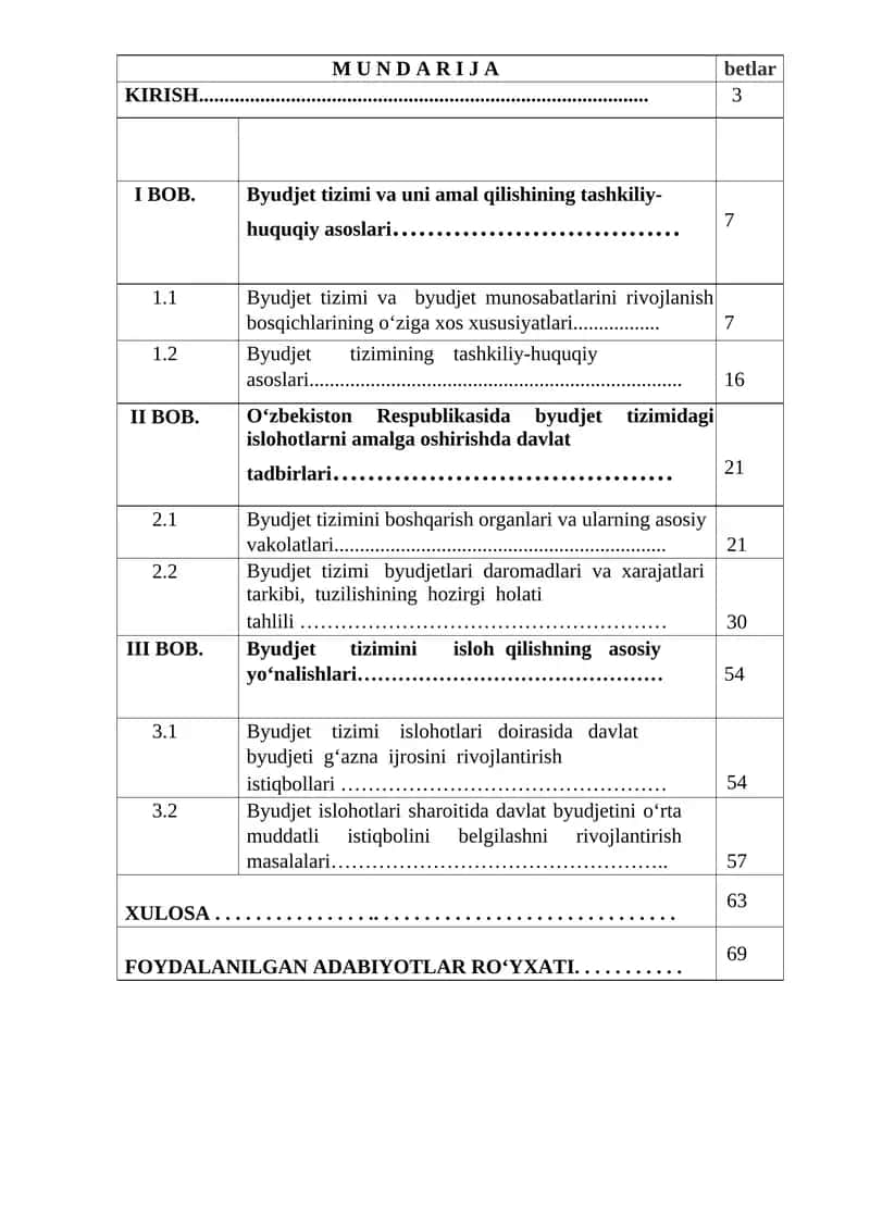iqtisodiyotni modernizatsiyalash sharoitida byudjet tizimi  byudjetlarining isloh qilishning asosiy yo‘nalishlari orqali byudjet qonunchiligini mustahkamlash 1