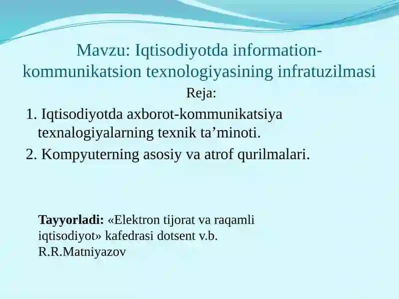 Iqtisodiyotda information-kommunikatsion texnologiyasi
