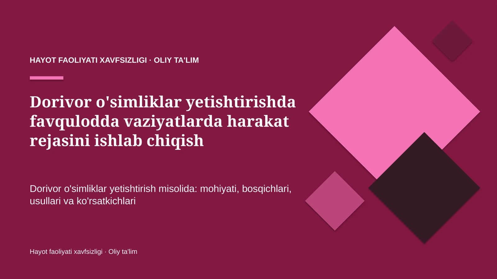 dorivor o'simliklar yetishtirishda favqulodda vaziyatlarda harakat rejasini ishlab chiqish 6417 1