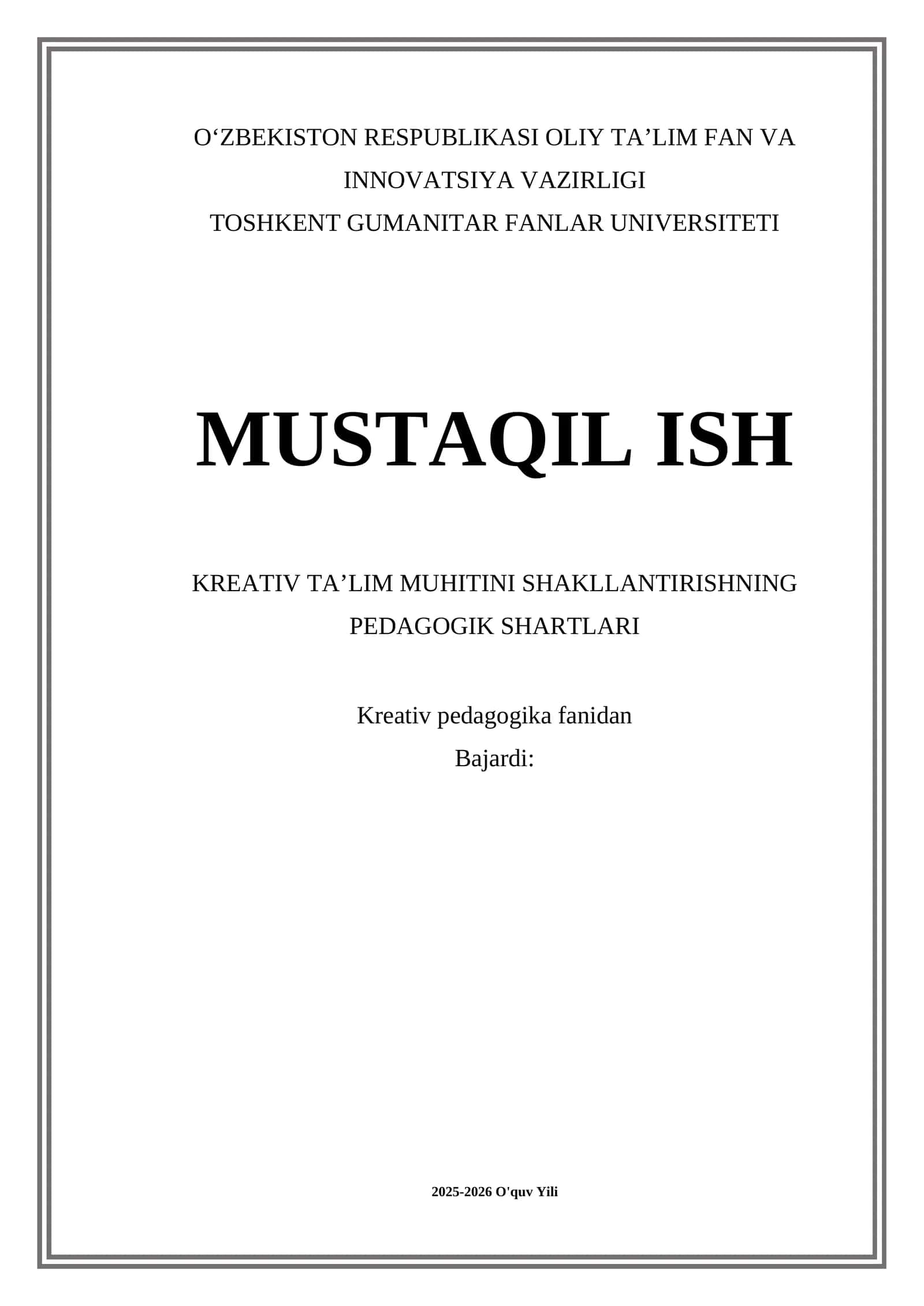 Kreativ Ta'lim Muhitini Shakllantirishning Pedagogik Shartlari 1