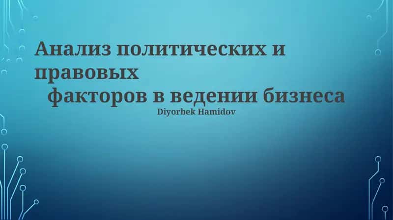 Анализ политических и правовых факторов в ведении бизнеса 1