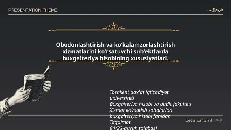 Obodonlashtirish va koʻkalamzorlashtirish xizmatlarini koʻrsatuvchi sub'ektlarda buxgalteriya hisobining xususiyatlari 1