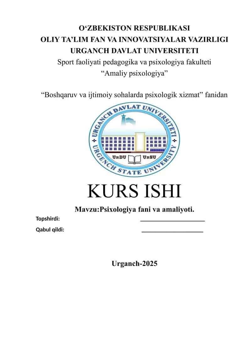 Psixologiya fani va amaliyoti 1