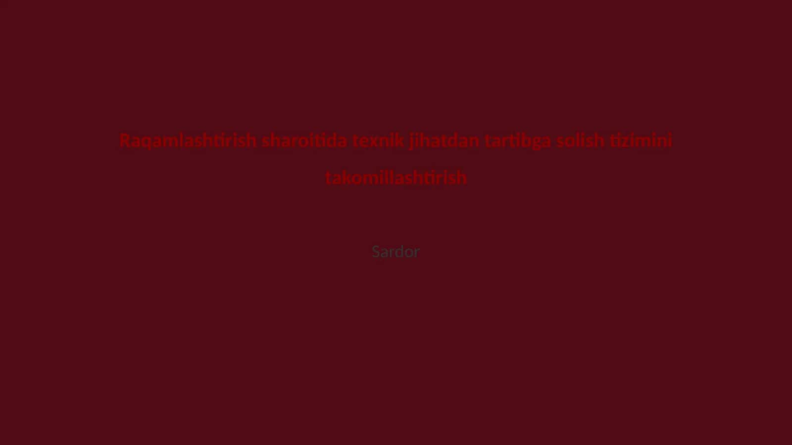 Texnik jihatdan tartibga solish tizimini takomillashtirish 1